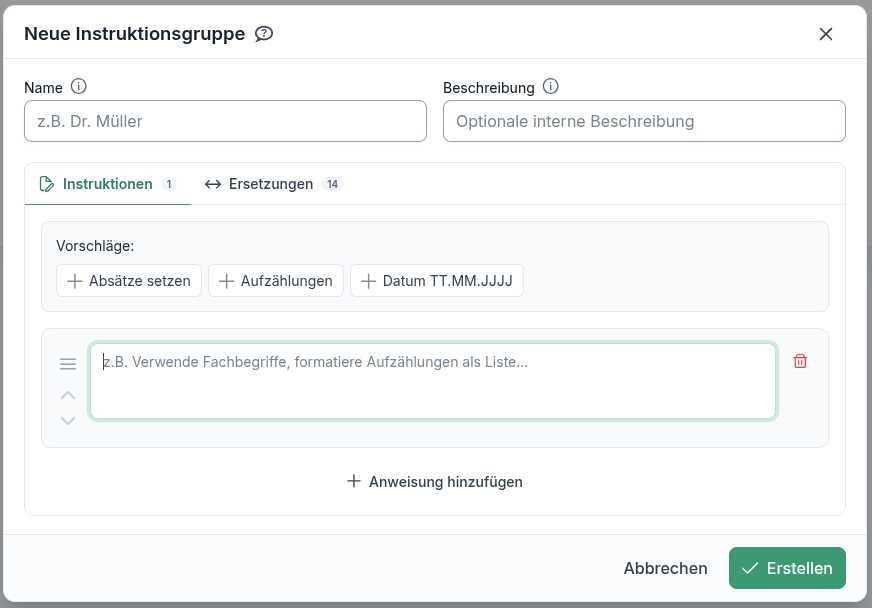 Creating an instruction set